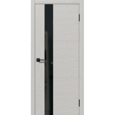 Дверь межкомнатная Дубрава Сибирь Галактика АТЛАНТ Ясень снежный, стекло черное, кромка